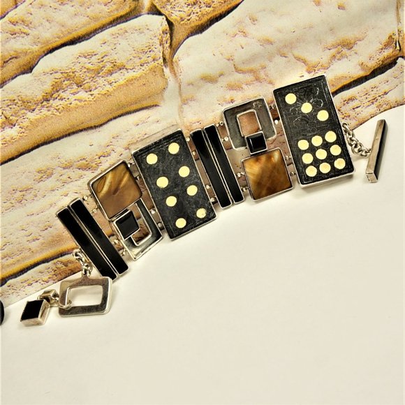 SUPER RARE HEAVY STERLING PANEL BRACELET, UNISEX GIFT, GIFT FOR MEN - Picture 6 of 13